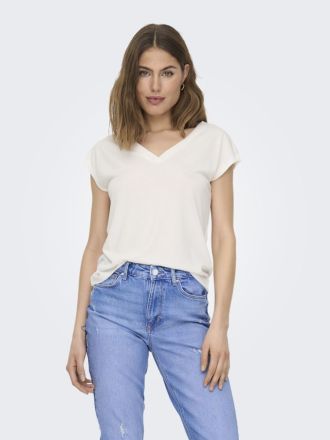 V-NECK TOP ONLT FREE S/S MOD. CLOUD DANCER