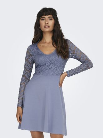 DRESS ONLY ONLNANNA LS LACE MIX DRESS CS JRS EX. BLUE