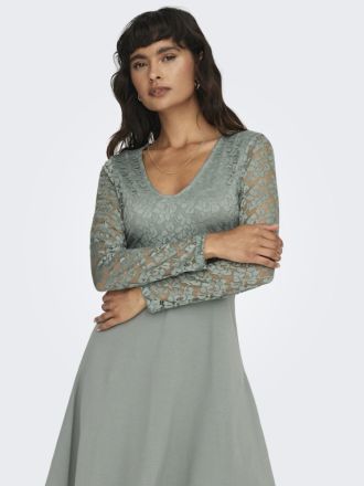 DRESS ONLY ONLNANNA LS LACE MIX DRESS CS JRS EX. GREEN