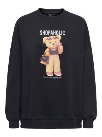 ΦΟΥΤΕΡ ONLY ONLBILA L/S BEAR O-NECK SWT BLACK TEDDY SHOPAHOLIC