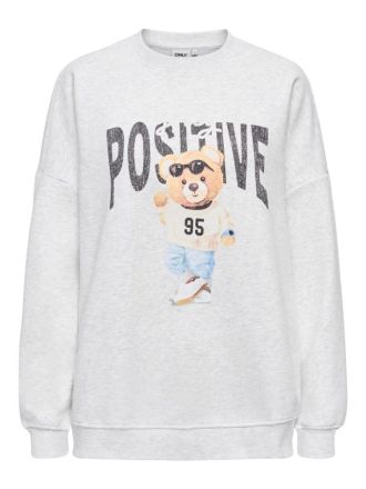 ΦΟΥΤΕΡ ONLY ONLBILA L/S BEAR O-NECK SWT LIGHT GREY TEDDY STAY POSITIVE