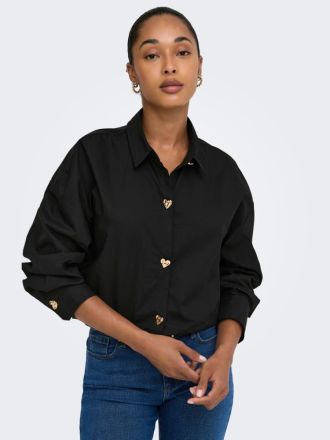 ΠΟΥΚΑΜΙΣΟ ONLY ONLKIRI BUTTON DETAIL LS SHIRT FR WVN BLACK