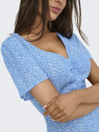 ΦΟΡΕΜΑ ONLY ANCONA SS V-NECK DRESS MOCH WVN FRENCH BLUE