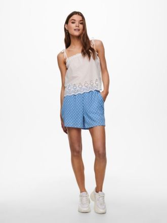 TOP ONLY ONLCARLOTTA TIE SINGLET WVN WHITE