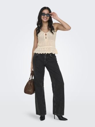 TOP ONLY LISON SL PEPLUM TOP KNT ECRU
