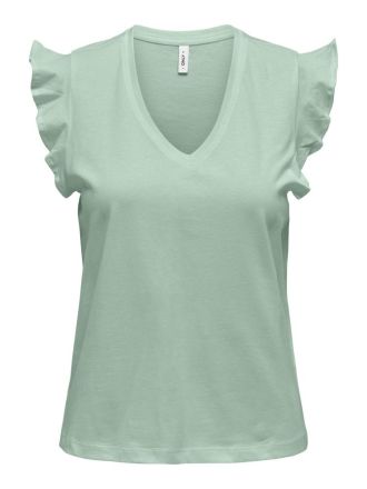 TOP ONLY MAY LIFE S/S FRILL V-NECK BOX JRS SUBTLE GREEN