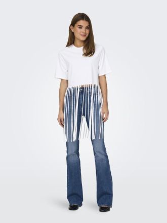 TOP ONLY ZINNA S/S FRINGE TOP BOX JRS BRIGHT WHITE