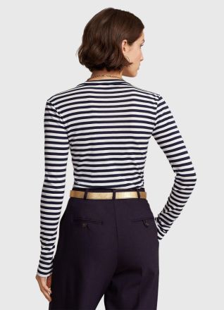 ΓΥΝΑΙΚΕΙΑ ΜΠΛΟΥΖΑ POLO RALPH LAUREN 6/15 L/S CLASSICS CRUISE NAVY/WHITE