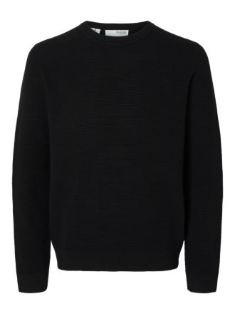ΠΛΕΚΤΟ SELECTED SLHROSS LS KNIT STRUCTURE CREW NECK BLACK