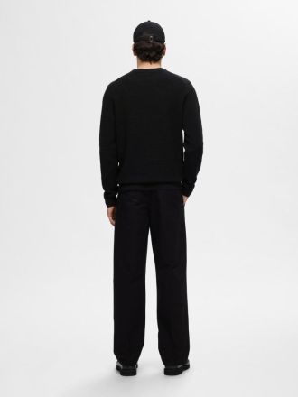 ΠΛΕΚΤΟ SELECTED SLHROSS LS KNIT STRUCTURE CREW NECK BLACK