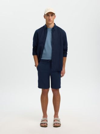 ΒΕΡΜΟΥΔΑ SELECTED SLHREGULAR BRODY LINEN SHORTS DARK SAPPHIRE