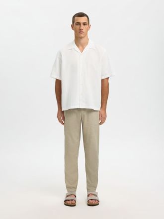 ΚΟΝΤΟΜΑΝΙΚΟ ΠΟΥΚΑΜΙΣΟ SELECTED SLMRLXCASPER CLAY LINENBLEND BRIGHT WHITE