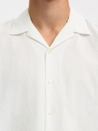 ΚΟΝΤΟΜΑΝΙΚΟ ΠΟΥΚΑΜΙΣΟ SELECTED SLMRLXCASPER CLAY LINENBLEND BRIGHT WHITE
