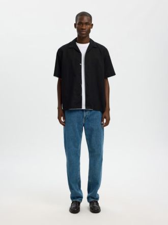 ΚΟΝΤΟΜΑΝΙΚΟ ΠΟΥΚΑΜΙΣΟ SELECTED SLMRLXCASPER CLAY LINENBLEND BLACK