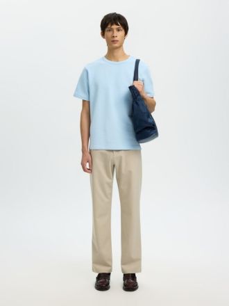 T-SHIRT SELECTED SLMSANDER SEERSUCKER SS O-NECK SKYWAY