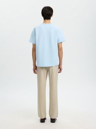 T-SHIRT SELECTED SLMSANDER SEERSUCKER SS O-NECK SKYWAY