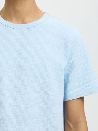 T-SHIRT SELECTED SLMSANDER SEERSUCKER SS O-NECK SKYWAY