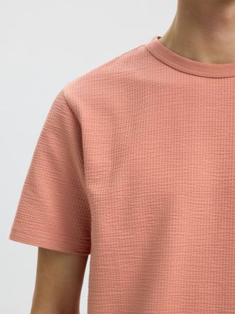 T-SHIRT SELECTED SLMSANDER SEERSUCKER SS O-NECK ROSE DAWN