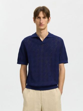 POLO SELECTED SLHARCO SS KNIT STRUCTURE OPEN OCEAN CAVERN