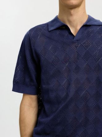 POLO SELECTED SLHARCO SS KNIT STRUCTURE OPEN OCEAN CAVERN