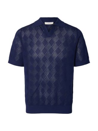 POLO SELECTED SLHARCO SS KNIT STRUCTURE OPEN OCEAN CAVERN