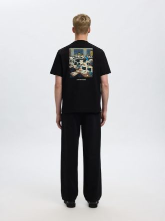 T-SHIRT SELECTED SLHPETE LICENSE SS O-NECK TEE BLACK/COMPUTERS