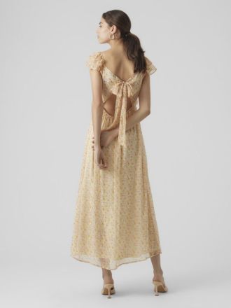 DRESS VERO MODA VMSMILLA ANKLE FRILL CS DRESS WVN GA BEIGE