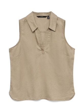 TENCEL TOP VERO MODA HARPER SL COLLAR SHORT SILVER MINK