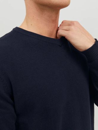 ΠΛΕΚΤΑ JACK & JONES JJEBASIC KNIT V-NECK NAVY BLAZER