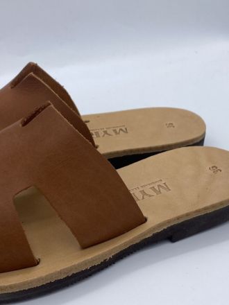 ΣΑΝΔΑΛΙ MYRINA GREEK LEATHER SANDALS HERMES TAN