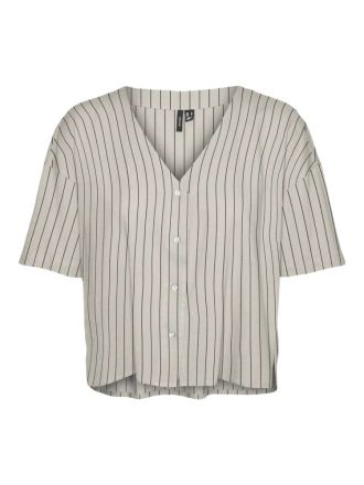 ΠΟΥΚΑΜΙΣΟ VERO MODA 10279696 VMMYMILO 2/4 V-NECK SHIRT WVN NOOS SILVER LINING ANJA