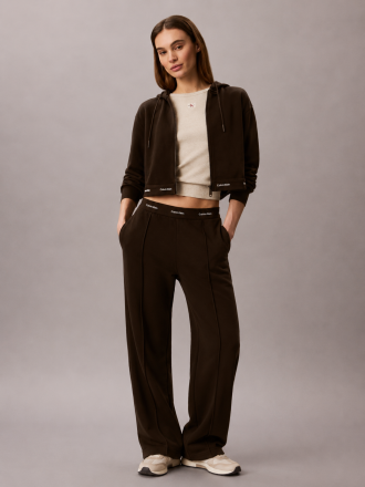 ΦΟΥΤΕΡ CALVIN KLEIN LS TERRY LOGO WAIST CROPPED FZ DARK COFFEE