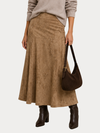 ΦΟΥΣΤΑ ONLY ONLLIXA MW LONG FAUX SUEDE SKIRT CC PNT BISON
