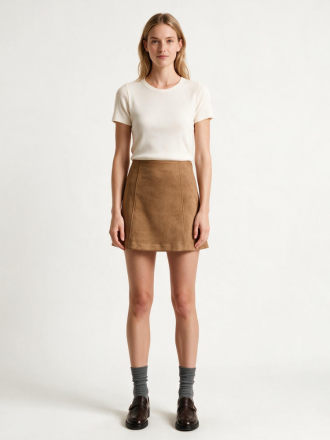 ΦΟΥΣΤΑ VERO MODA VMDONNAHAZEL HW ABOVE KNEE SKIRT NOOS COGNAC
