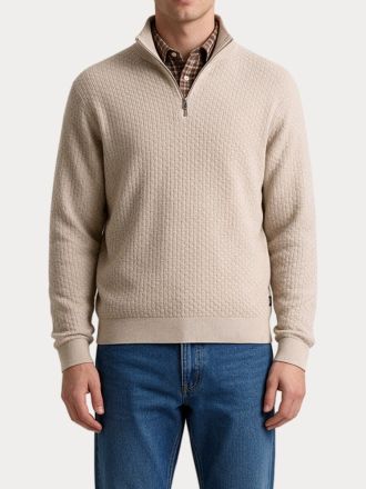 ΠΛΕΚΤΑ JACK&JONES JPRBLUSTANLEY KNIT HALF ZIP BF PLAZA TAUPE SQUARED