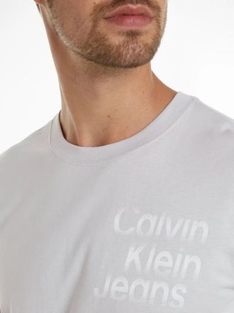 T-SHIRT CALVIN KLEIN DIFFUSED STACKED TEE LUNAR ROCK