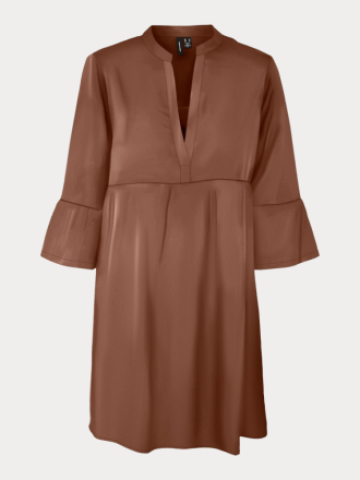 ΦΟΡΕΜΑ VERO MODA VMELINA 3/4 V-NECK DRESS BROWN