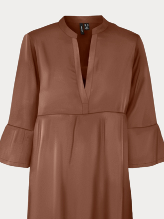 ΦΟΡΕΜΑ VERO MODA VMELINA 3/4 V-NECK DRESS BROWN