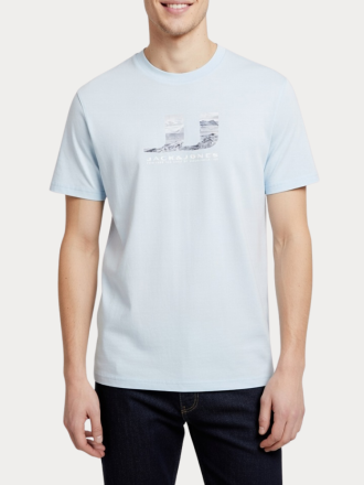 T-SHIRT JACK & JONES JCODUST JJ PHOTO TEE SS CREW FST OMPHALODES LIGHT BLUE