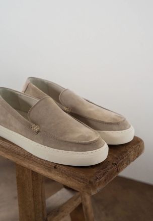LOAFERS LEATHER SUEDE DSTREZZED CASUAL PENNY BEIGE