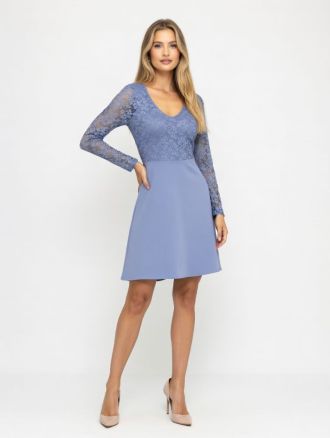 DRESS ONLY ONLNANNA LS LACE MIX DRESS CS JRS EX. BLUE