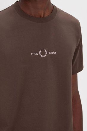 T-SHIRT FRED PERRY EMBROIDERED BROWN