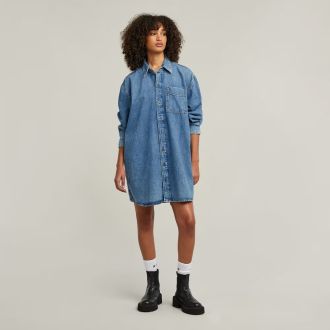 ΦΟΡΕΜΑ G-STAR OVERSIZED DENIM DRESS FADED WATERFRONT DENIM MEDIUM BLUE