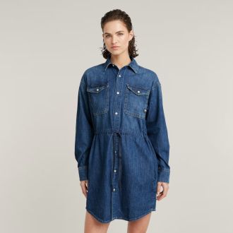ΦΟΡΕΜΑ G-STAR RELAXED DRAWCORD DENIM DRESS FADED NOOSA BLUE