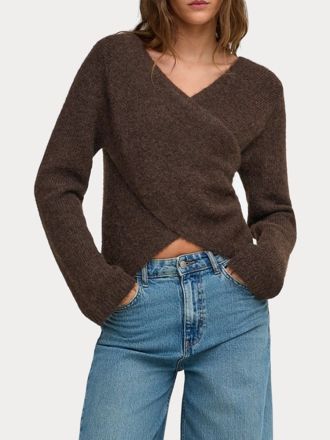 ΠΛΕΚΤΟ ONLY ONLMAGGIE LS CROSS V-NECK CC KNT COFFEE BEAN