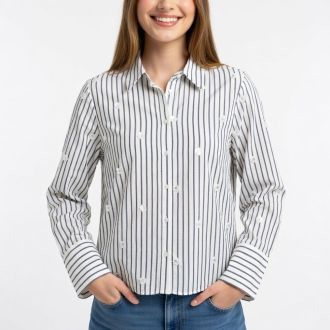 ΠΟΥΚΑΜΙΣΟ VERO MODA VMLEILA LS LOOSE SHORT SHIRT WVN SNOW WHITE