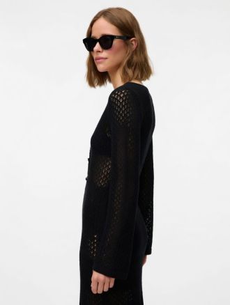 ΦΟΡΕΜΑ VERO MODA AWEMMA LS V-NECK ANKLE CROCHET DRESS BLACK