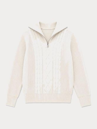 ΠΛΕΚΤΑ FIVE EVER PARIS HALF ZIP CABLE ECRU