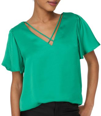 V-NECK TOP ONLY JANE SS SIMPLY GREEN