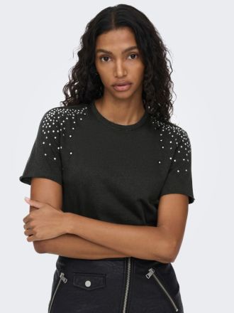 T-SHIRT ONLY LUCY REG S/S STUDS BLACK